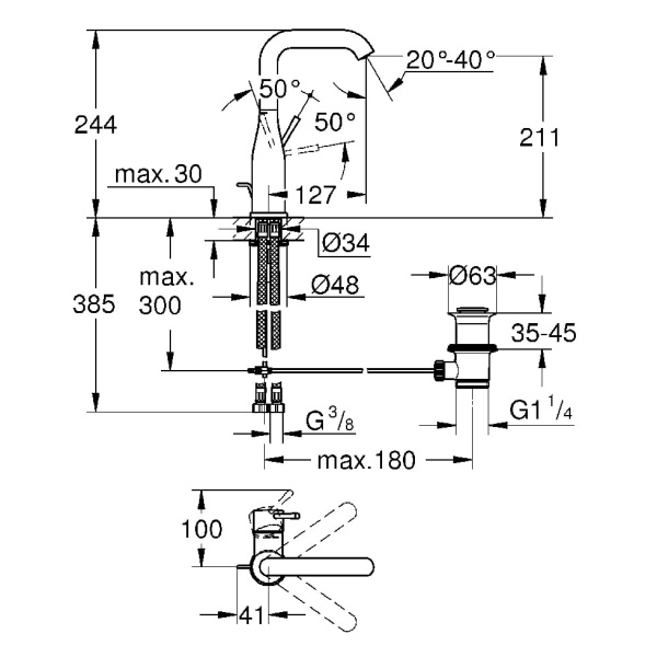 Смеситель для раковины Grohe Essence 24174001