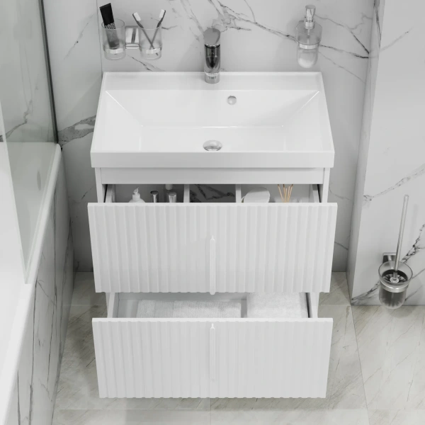 Тумба под раковину Санта Юпитер 700363 белый глянец,  без раковины
