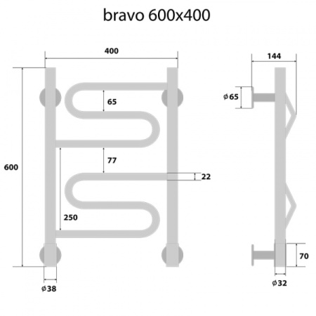 Полотенцесушитель электрический   Energy BRAVO 60x40 EETRBRAVO0604000000