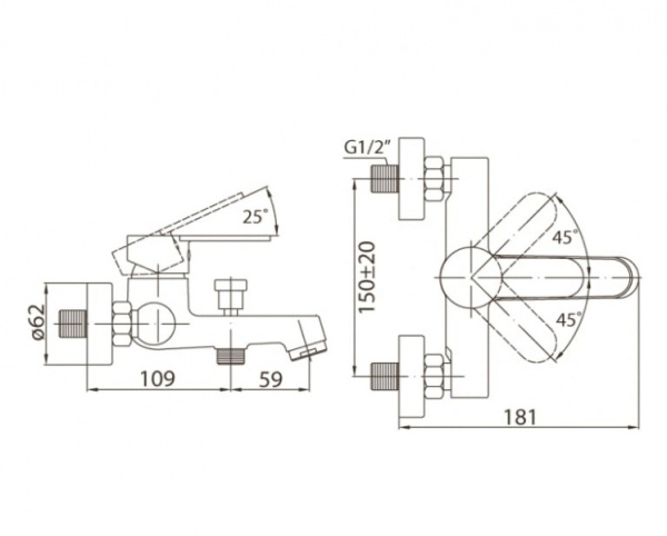 Смеситель для ванны с душем BelBagno Adige ADI-VASM-CRM
