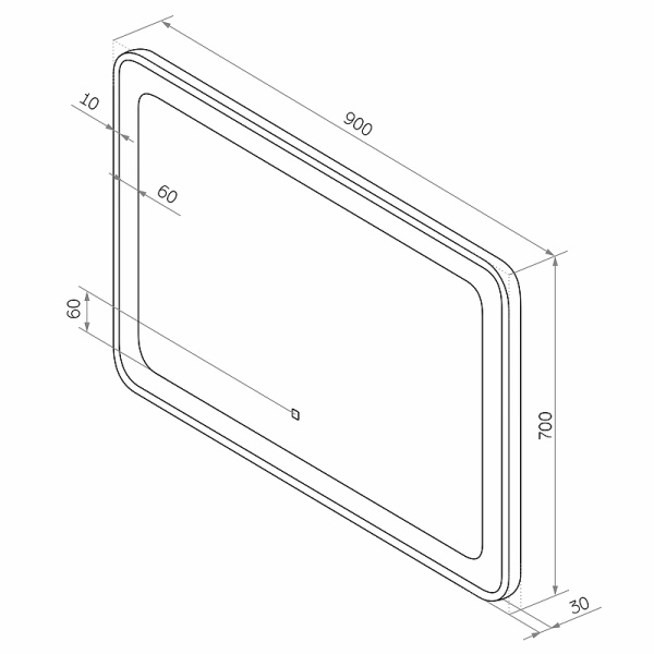 Зеркало с подсветкой (90x70) Continent Velvette ЗЛП1199