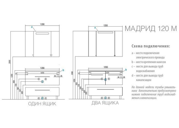 Тумба с раковиной Акватон Мадрид 120 М 1A1703K0MA010