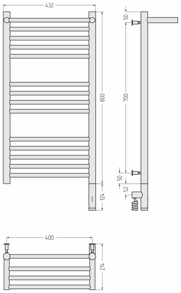 Полотенцесушитель электрический (80х40) Сунержа Богема 3.0 31-5807-8040 правый