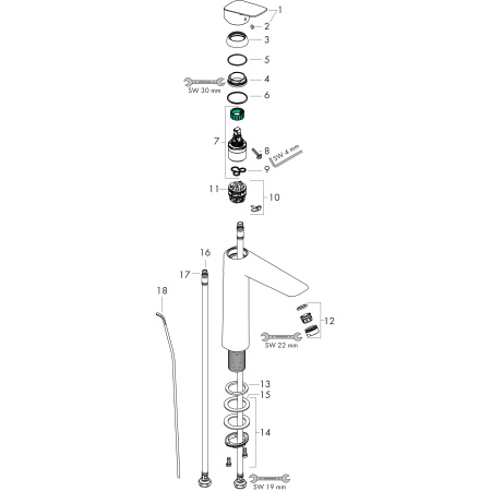 Смеситель для раковины с донным клапаном Hansgrohe Logis 71090000 хром