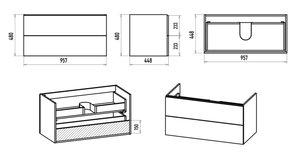 Тумба под раковину Misty Карат 100  П-Кар09100-01/19-2Я