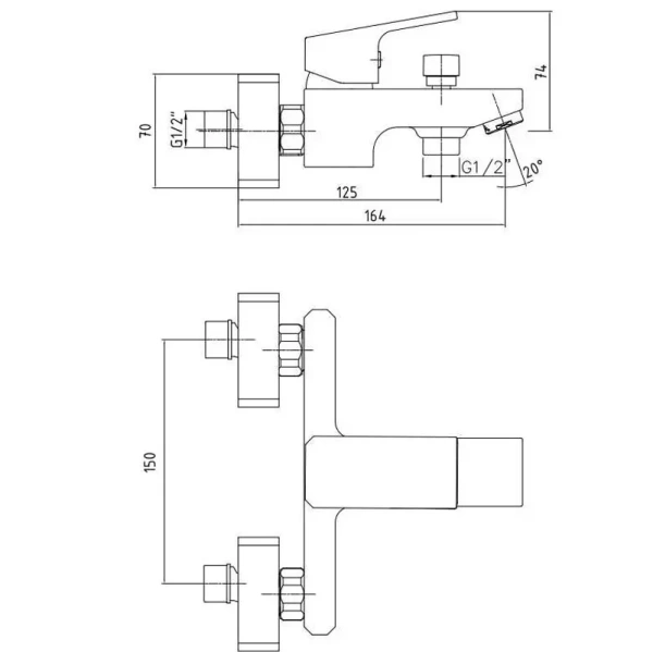 Смеситель для ванны E.C.A Tiera 103502469EX