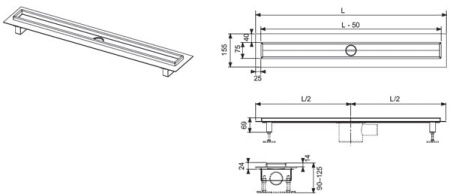 Душевой лоток из нержавеющей стали 90 см TECE TECEdrainline 600900