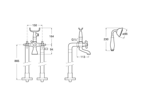 Смеситель для ванны Roca Carmen 5A274BC00