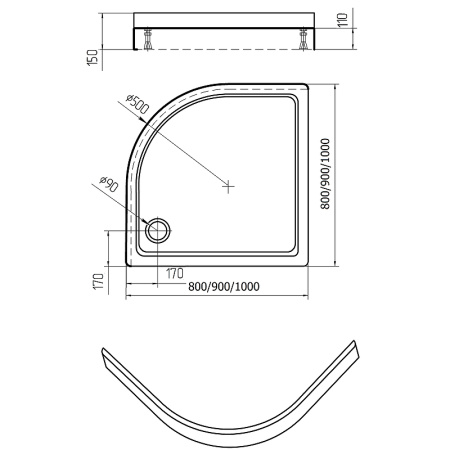 Акриловый поддон для душа Aquatek (90x90) DPA-0000004