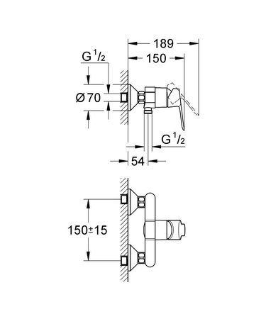 Смеситель для душа Grohe Bauedge 23333 000 (23333000) хром