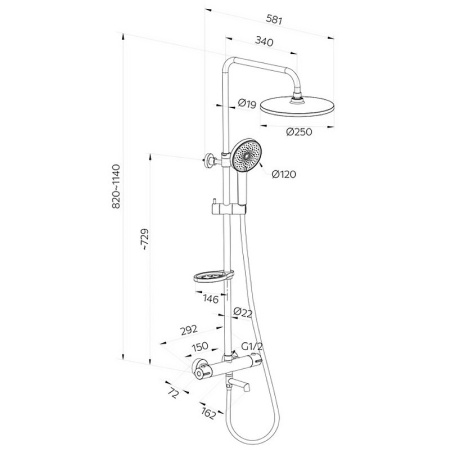 Душевая система Milardo Ideal Spa ILSSBTHM06