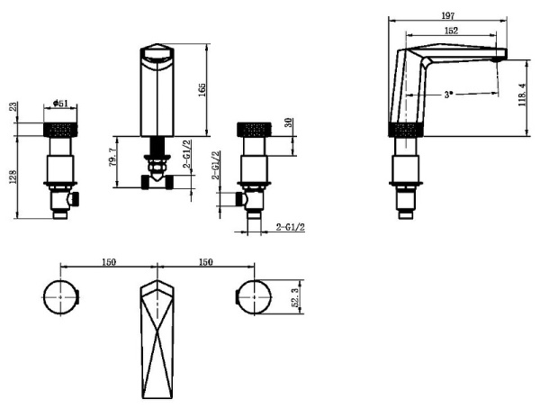 Смеситель для раковины Boheme Diamond 150-MG-DIAMOND