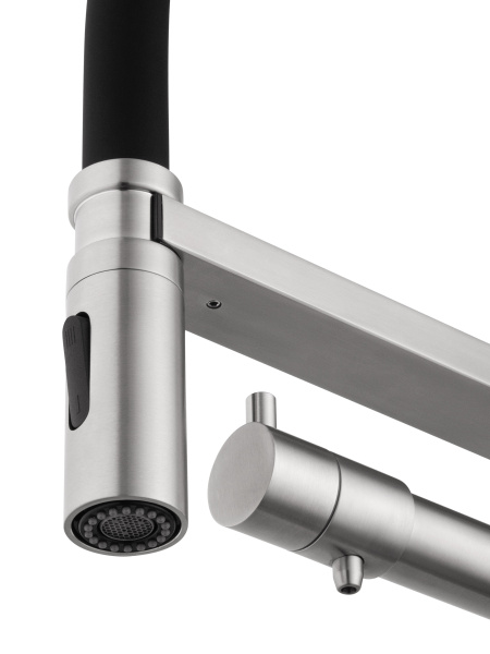 Смеситель для кухни с гибким изливом и подключением фильтра WONZON & WOGHAND, брашированный никель WW-88458007-BN