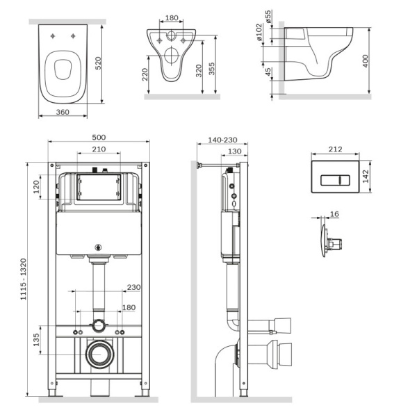 Комплект унитаз и инсталляция Am.Pm Like, IS48051.801700