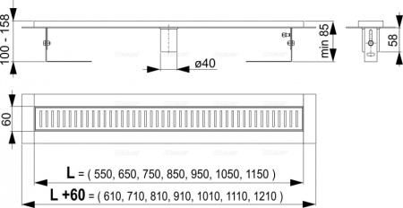 Водоотводящий желоб AlcaPlast APZ2001-750