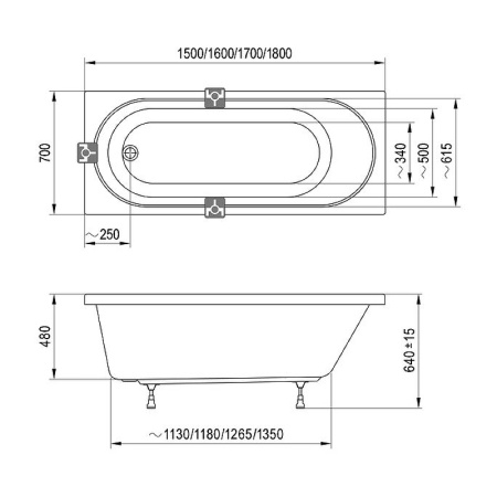Акриловая ванна Ravak Sonata II (180x70) C636R00000