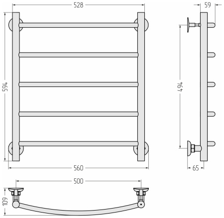 Полотенцесушитель водяной Стилье Версия-КН (600х500) 00622-6050