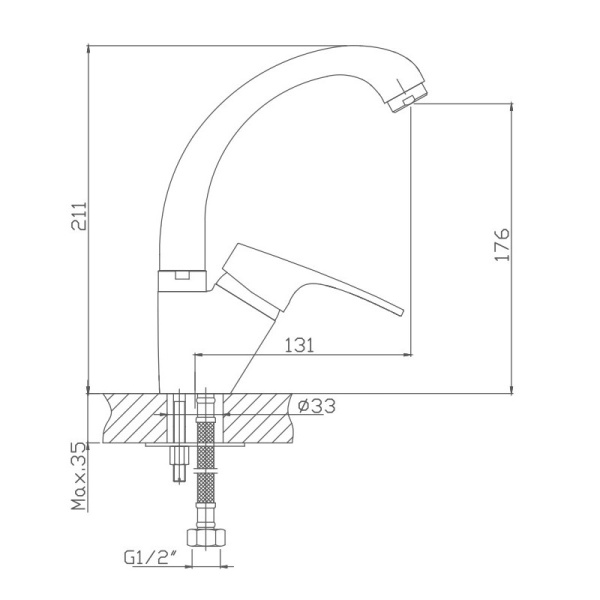 Смеситель для кухни Haiba HB1216 Смеситель для кухни Haiba HB1216