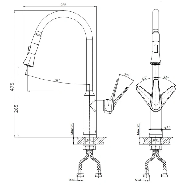 Смеситель для кухни RUSH Jawa JA0735-24