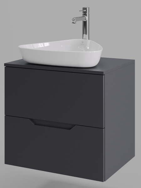 Orange Line Li-60TugMDF+B07-500W Тумба с раковиной подвесная 60 см, графит/белый