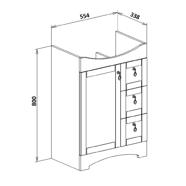 Тумба под раковину Runo  Мерида 60 (00-00000823)