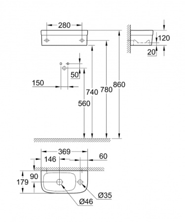 Рукомойник Grohe Euro Ceramic (37x18 см) 39327 000 (39327000)
