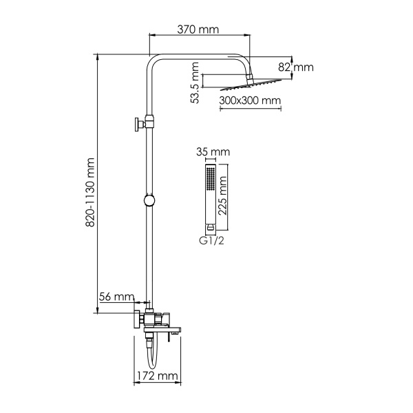 Душевая система WasserKRAFT A177.118.103.087.CH