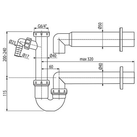 Сифон трубчатый AlcaPlast A81 Ø40