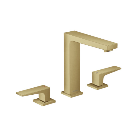 Смеситель для раковины на 3 отверстия с донным клапаном Push-Open Hansgrohe Metropol 32515140 шлифованная бронза