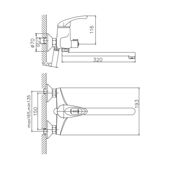 Смеситель для ванны Cron CN2203-8 Смеситель для ванны Cron CN2203-8