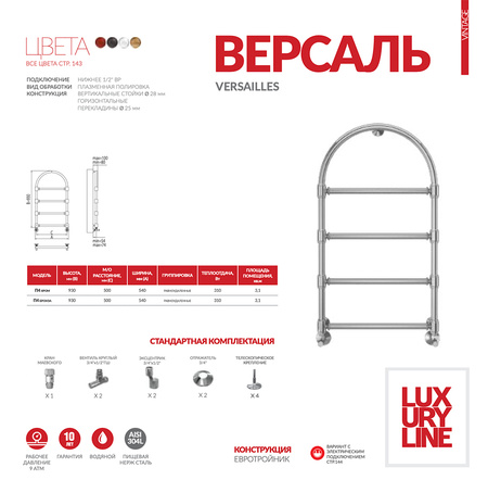 Полотенцесушитель водяной Terminus ВЕРСАЛЬ (500х930) П4 4620768885044