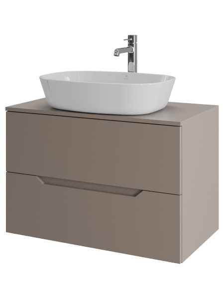 Тумба с раковиной подвесная 80 см, Orange Line Li-80TuLMDF+B08-500W латте/белый