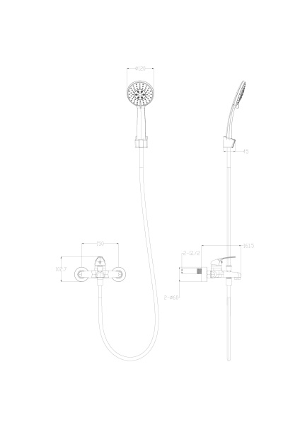 Смеситель для ванны с душем WONZON & WOGHAND, хром WW-4530-CR Смеситель для ванны с душем WONZON & WOGHAND, хром WW-4530-CR