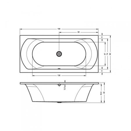 Ванна акриловая Riho (170x75) LINARES VELVET B141001105