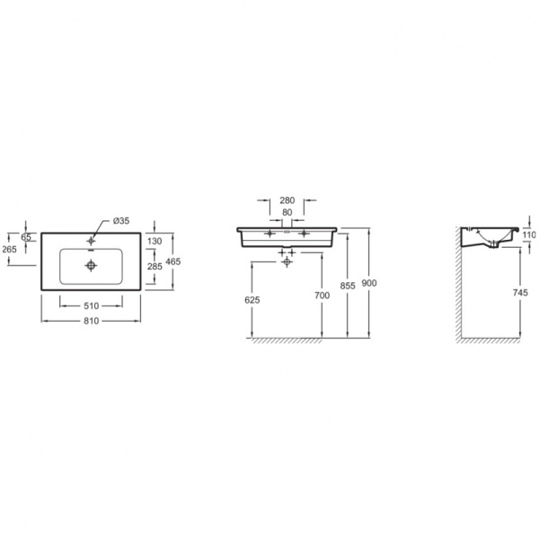 Раковина встраиваемая сверху (81х46,5) Jacob Delafon Vox EXAE112-Z-00