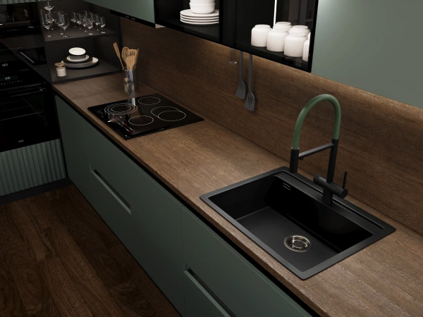 Смеситель для кухни EMAR ЕС - 7024GRN Black