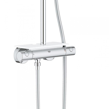 Душевая система с термостатом и полочкой GROHE Euphoria 190 с верхним и ручным душем, хром 26249 000 (26249000) хром