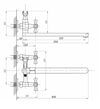 Смеситель для ванны ПСМ-Профсан ПСМ  PSM-159-75-ST