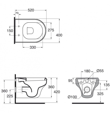 Унитаз подвесной Azzurra Charme CHVKSP000000BI/(CHA100/SOSK bi) без сиденья