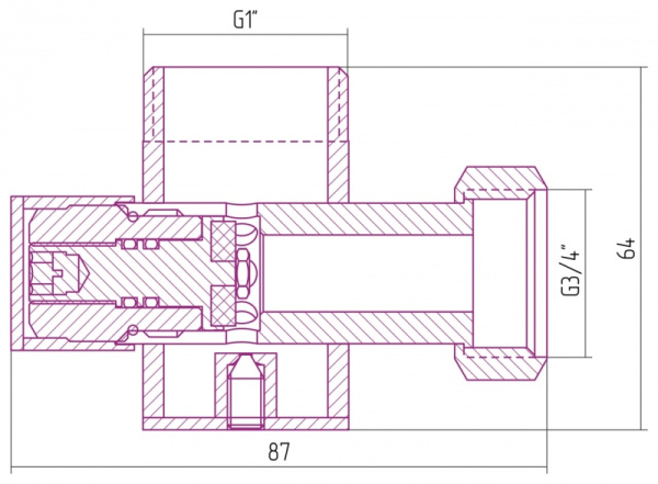 Вентиль с клапаном угловой под шестигранник Сунержа 00-1330-0134