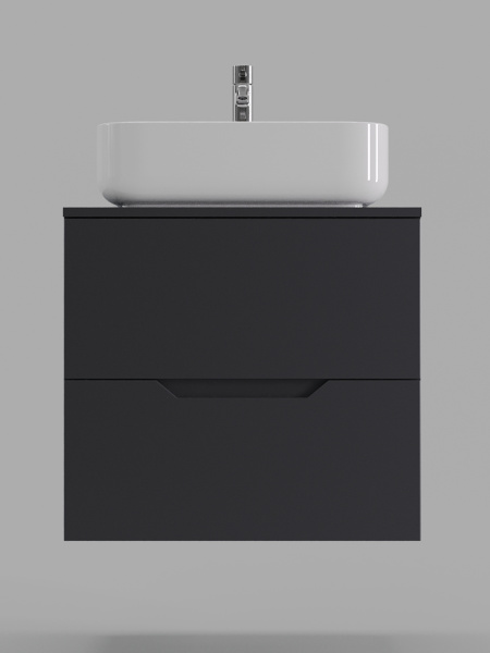 Тумба с раковиной подвесная 60 см Orange Line Li-60TugMDF+B05-500W графит/белый