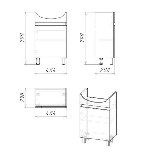 Тумба напольная Grossman ПОЛО-50 см 105004-1 дуб сонома/белая