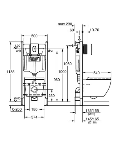 Инсталляция GROHE Solido 5в1 Euro Ceramic WC ArenaCosmo 39700 000 (39700000)