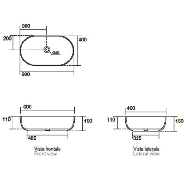 Раковина накладная (60х40) Kerasan Nolita 534381 коричневый орех