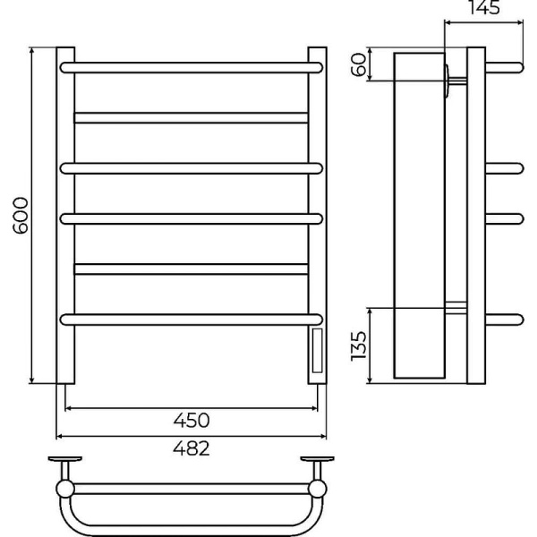 Полотенцесушитель электрический (45х60) П6 Terminus Евромикс 4670078557049 черный