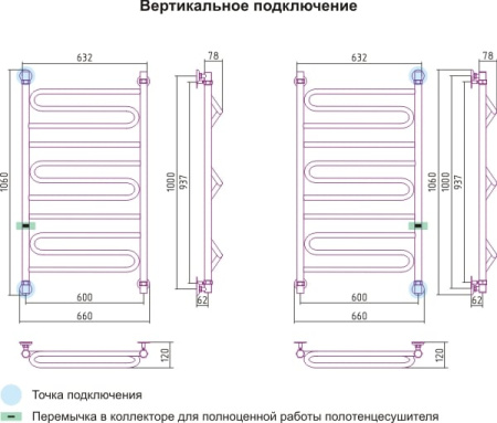 Полотенцесушитель водяной Сунержа Элегия 00-0105-1060