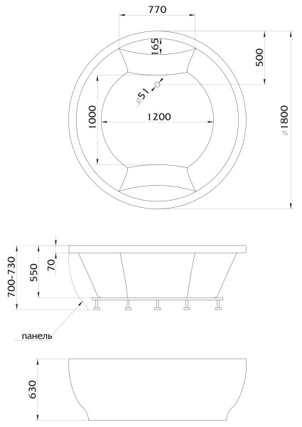 Акриловая ванна (180х180) Aima Design Omega 01омн1818
