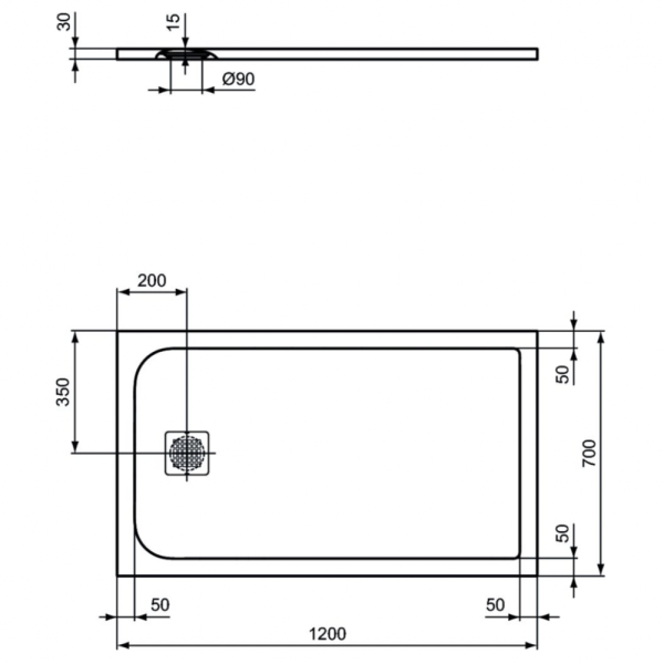 Душевой поддон (120х70) Ideal Standard ULTRAFLAT S K8221FV