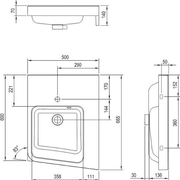 Раковина подвесная Ravak Be Happy II 50 R XJAP1100001