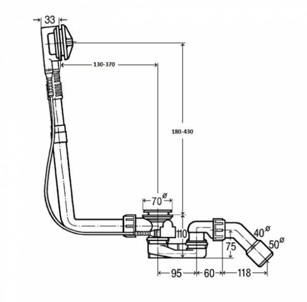 Слив-перелив для нестандартных ванн Viega Multiplex 111069